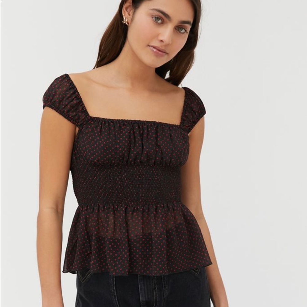 Urban Outfitters Smocked Peplum Top